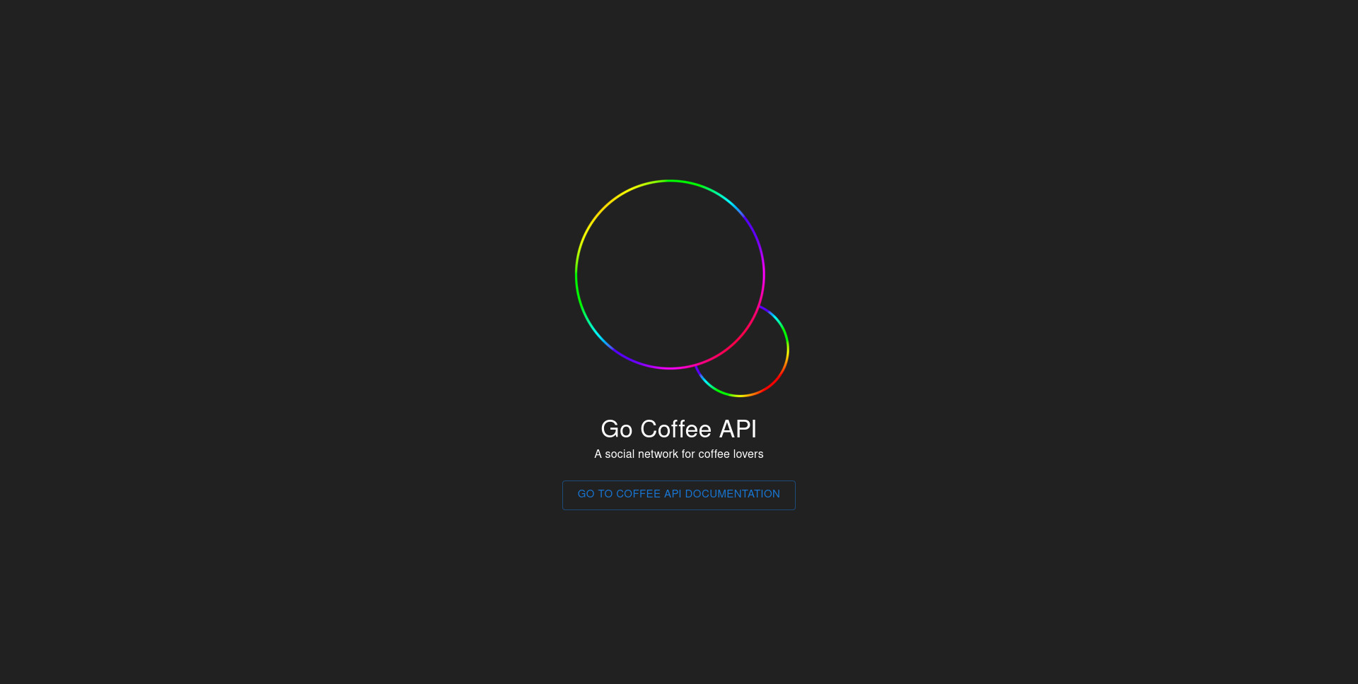 Screenshot of Go Coffee shops API website