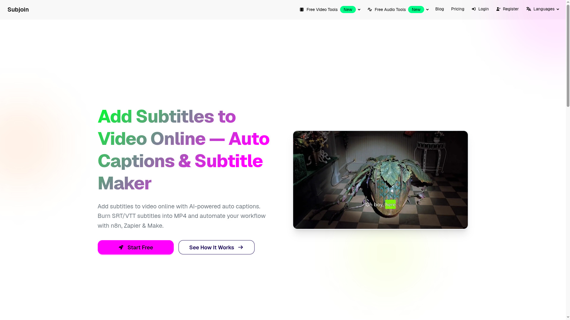 Screenshot of Subjoin website